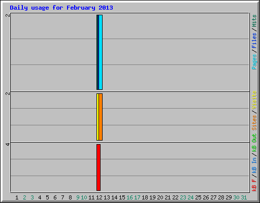 Daily usage for February 2013