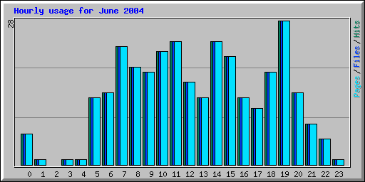 Hourly usage for June 2004