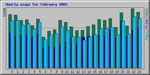Hourly usage for February 2003