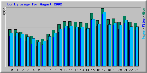 Hourly usage for August 2002