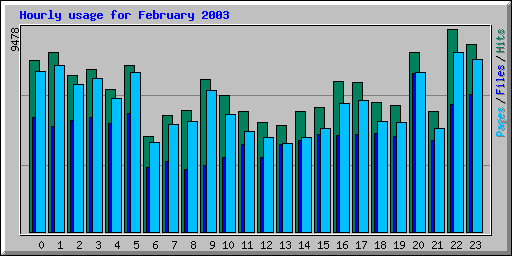 Hourly usage for February 2003