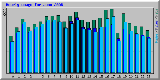 Hourly usage for June 2003